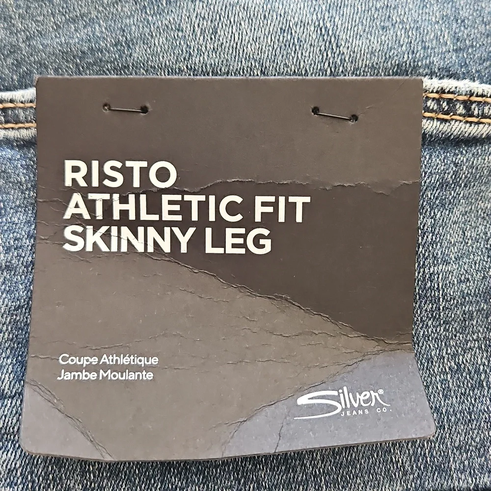NEW Mens Silver Risto Athletic Fit Skinny Leg Max Flex Jeans: Indigo: 38x32